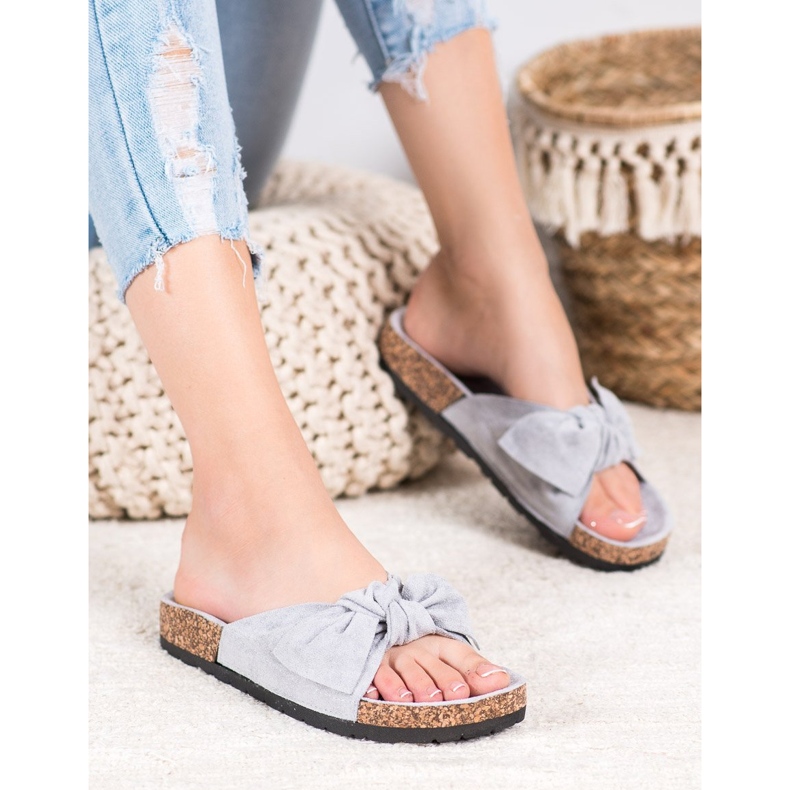 SHELOVET Antilop papuče na platformi siva 2