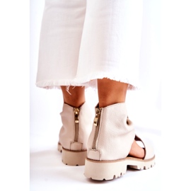 Ženske kožne sandale s patentnim zatvaračem Nicole 2748 bež 2