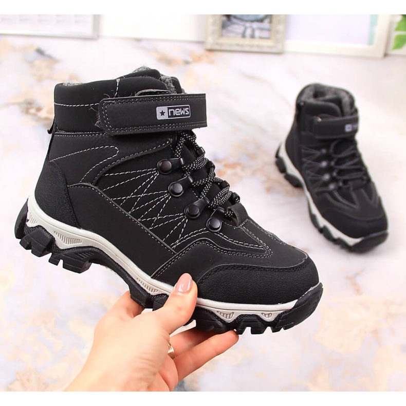 Crne čizme eVento za dječake, izolirane ovčjom vunom crna 1