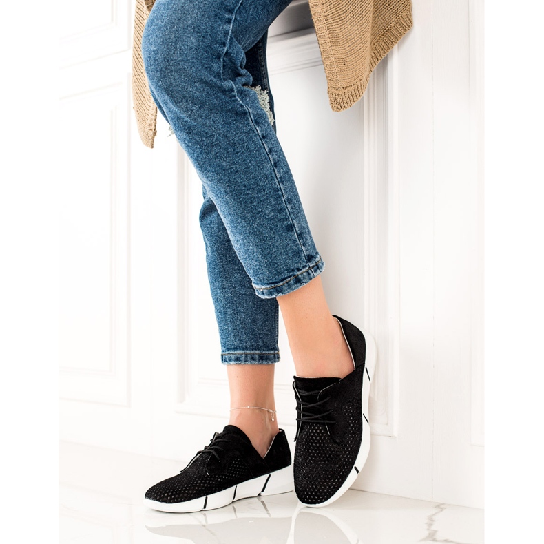 Evento Crne kožne cipele s vezanjem crno 2