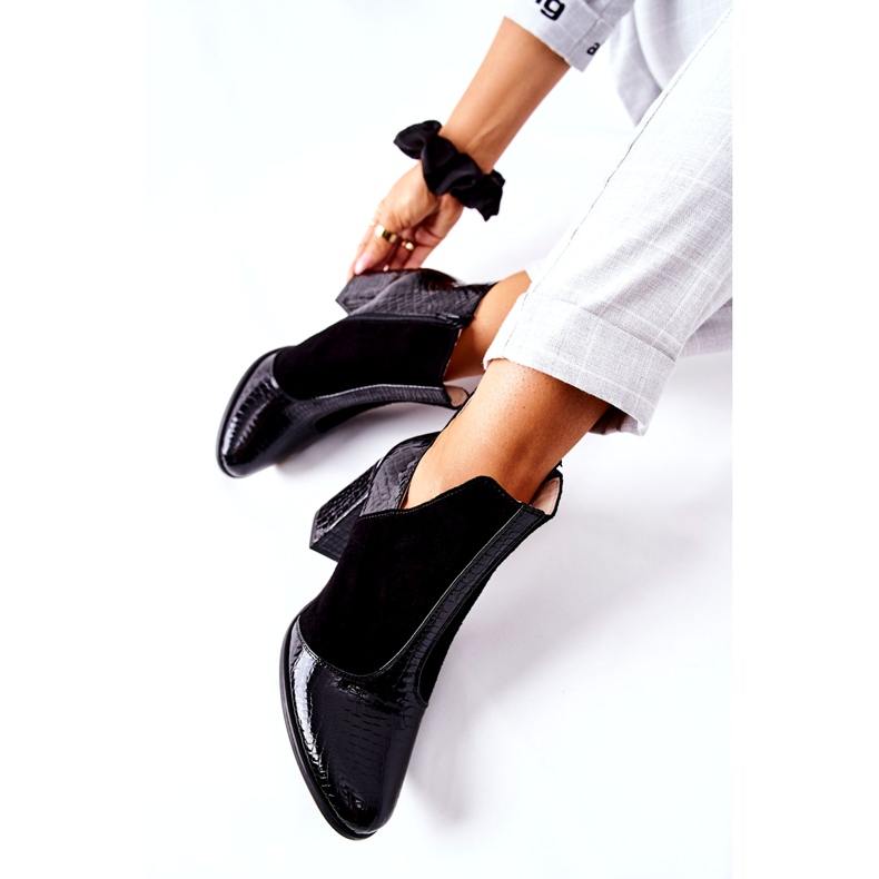 Ženske kožne čizme na crnu petu crna 1