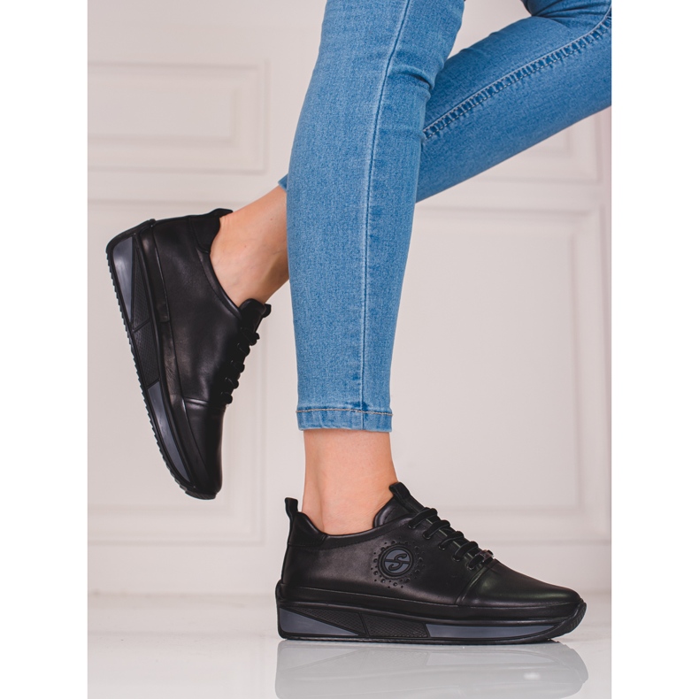 Crne ženske sportske cipele Shelovet od prirodne kože crna 1