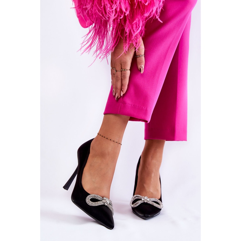 PS1 Elegantne crne Alyssa štikle s mašnom crno 2