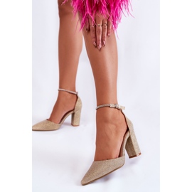 PS1 Sjajne salonke na visoke potpetice sa zlatnim kamenčićima 2