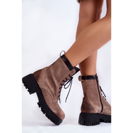 PL5 Klasične tople čizme od brušene kože smeđe Caima bež 2