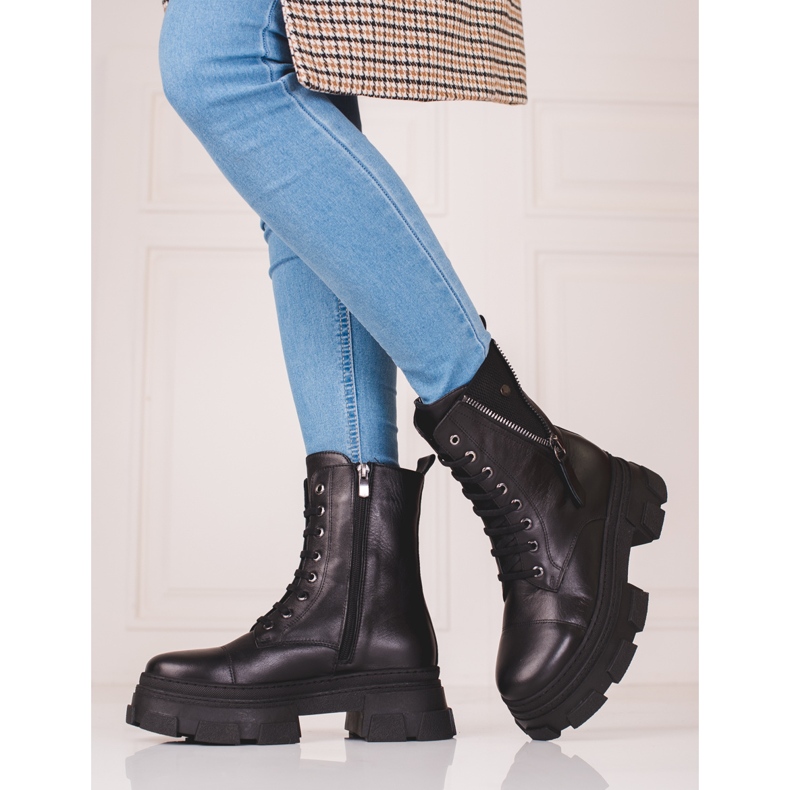 Ženske kožne torbe s ukrasnim patentnim zatvaračem Shelovet crno 2