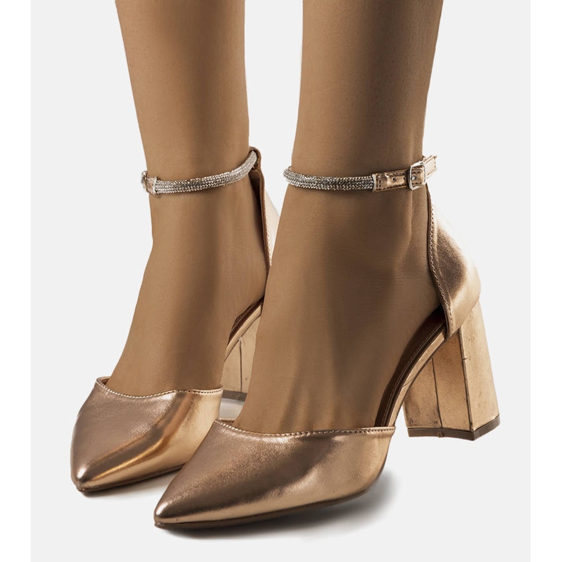 BM Leighton cipele za šampanjac s kubičnim cirkonijem zlatni 1