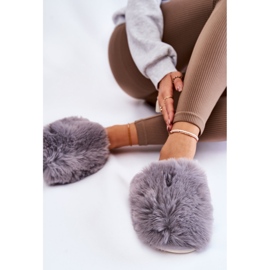 BM Ženske krznene papuče Grey Sheryl siva 2