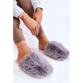 BM Ženske krznene papuče Grey Sheryl siva 1