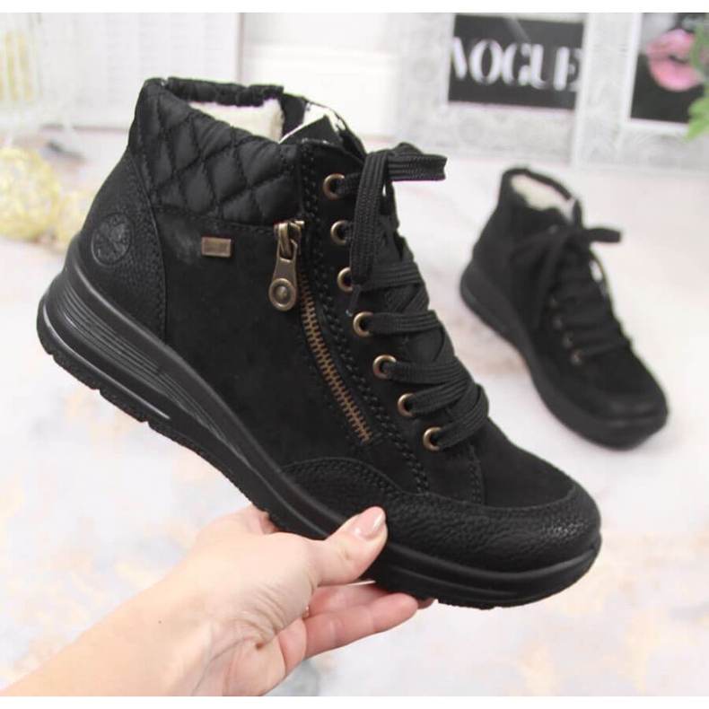 Rieker W RKR567 vodootporne kožne izolirane čizme crno 1