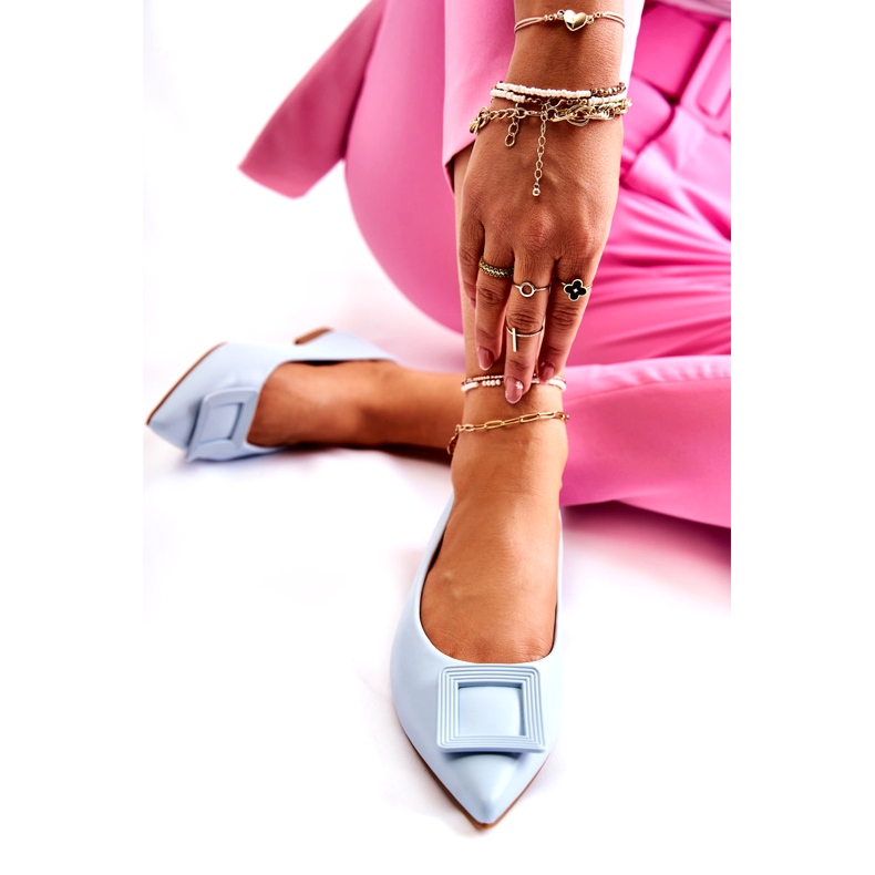 WS1 Kožne balerinke s plavim ornamentom Simone Spitz plava 3