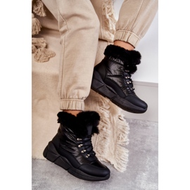 NEWS Ženske čizme za snijeg na vezanje crne Anna crna 3