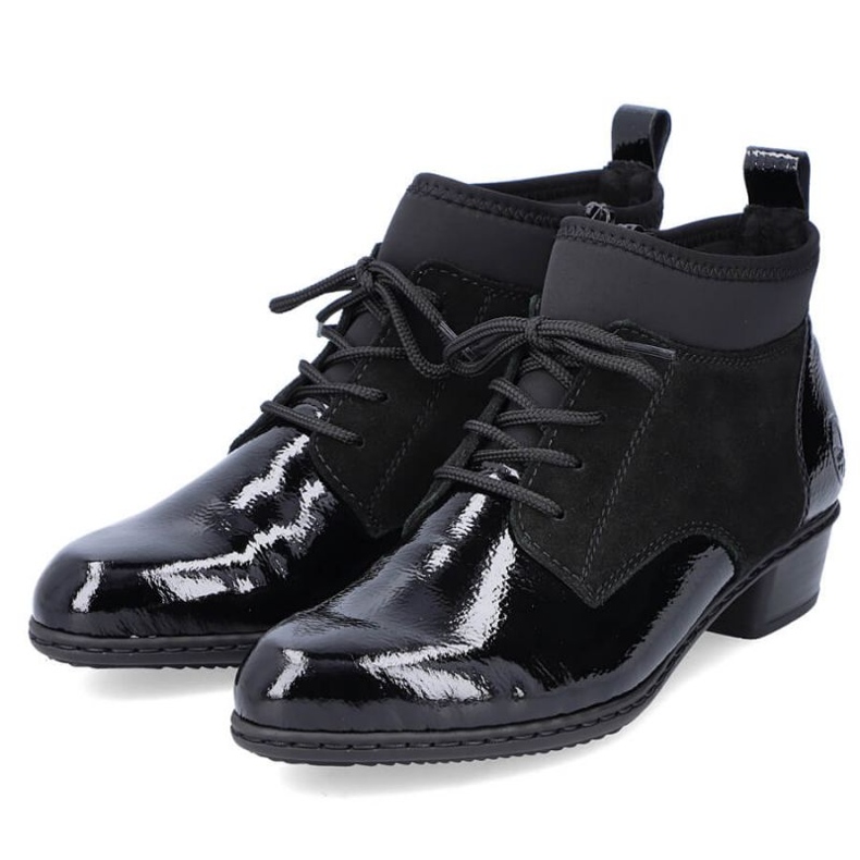 Kožne lakirane izolirane čizme Rieker W RKR573 crna 1