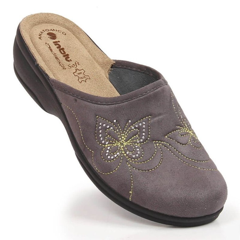 Udobne papuče od velura Inblu W ARC21 siva 1