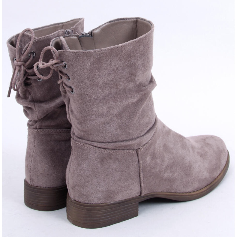 PA1 Theda kaki ravne čizme od brušene kože bež 2