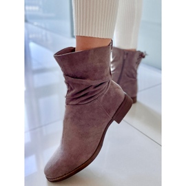 PA1 Theda kaki ravne čizme od brušene kože bež 1