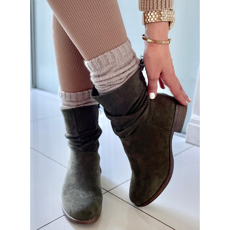 PA1 Theda Green ravne čizme od brušene kože zelena 2