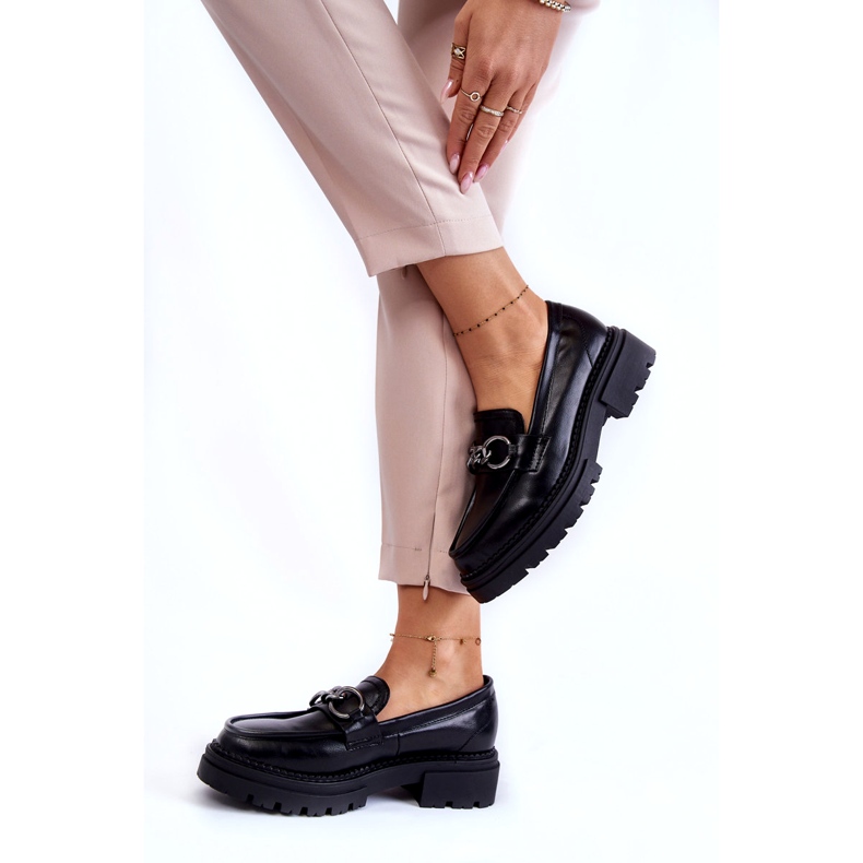 Ženske cipele za eko kože la.fi crne s lancem crna 3