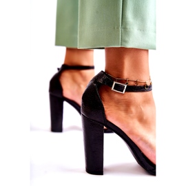 PG1 Klasične kožne sandale na šipki crne Sallen crno 4