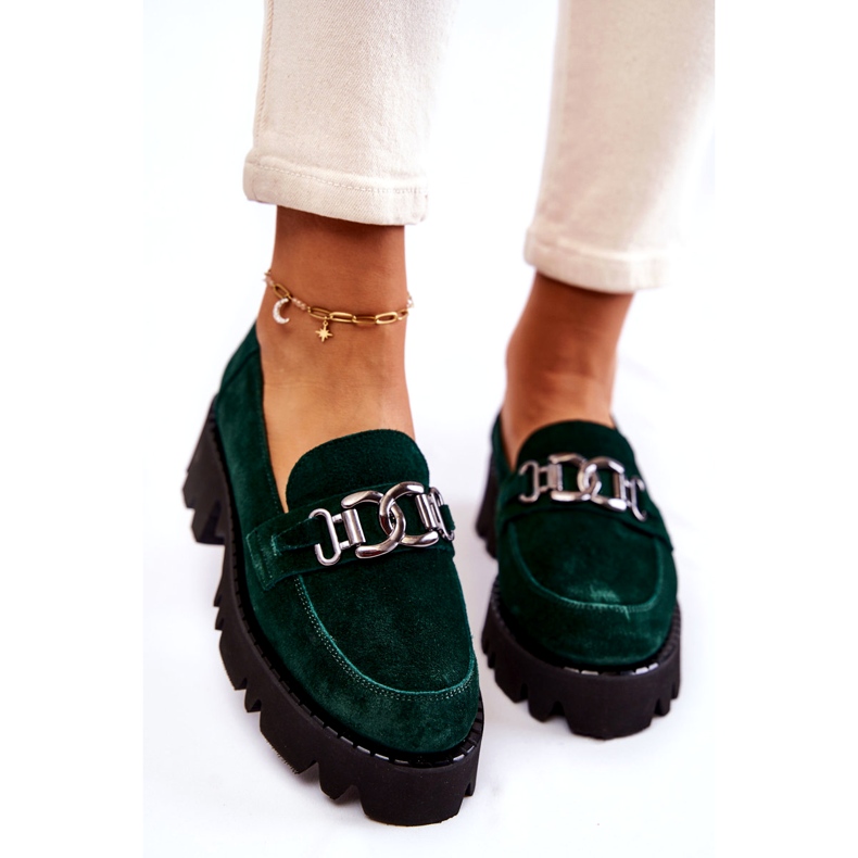 Ženske cipele od antilop s ukrasom laura messi 2489 zelena 3