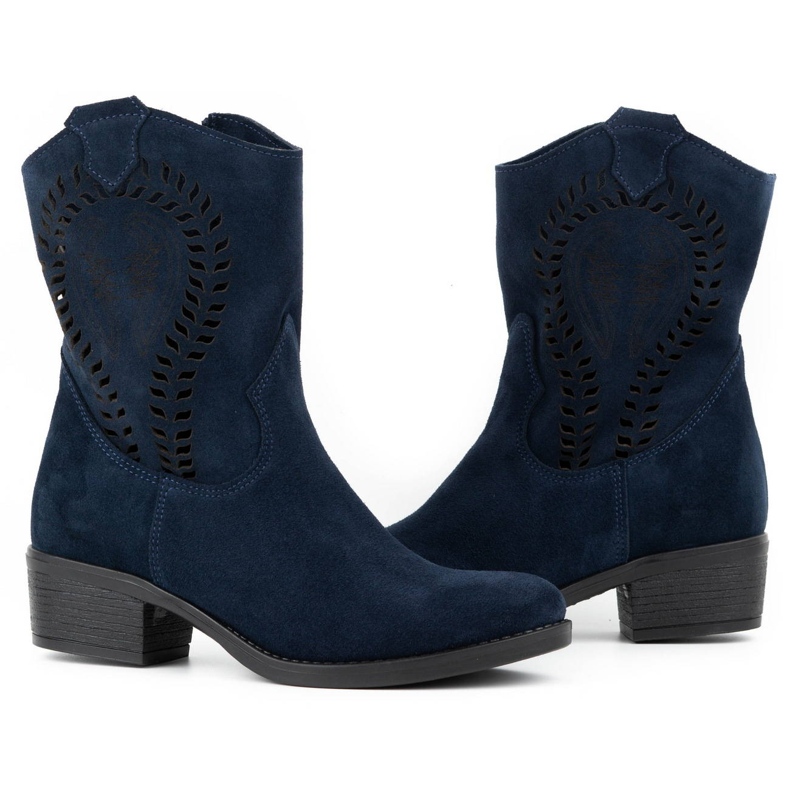 Olivier Ženske ažurne čizme na visoku petu Angela tamnoplave boje plava 3