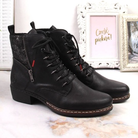 Rieker Y0800-00 udobne ženske izolirane čizme s ravnom petom crna 2