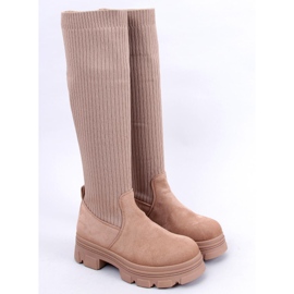 BM Janelle kaki čizme čarape bež 1