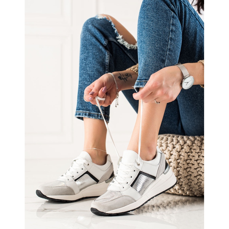 Evento Sportske kožne tenisice bijela srebro 1