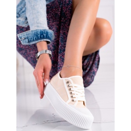 SHELOVET Tenisice na širokoj platformi bež 1