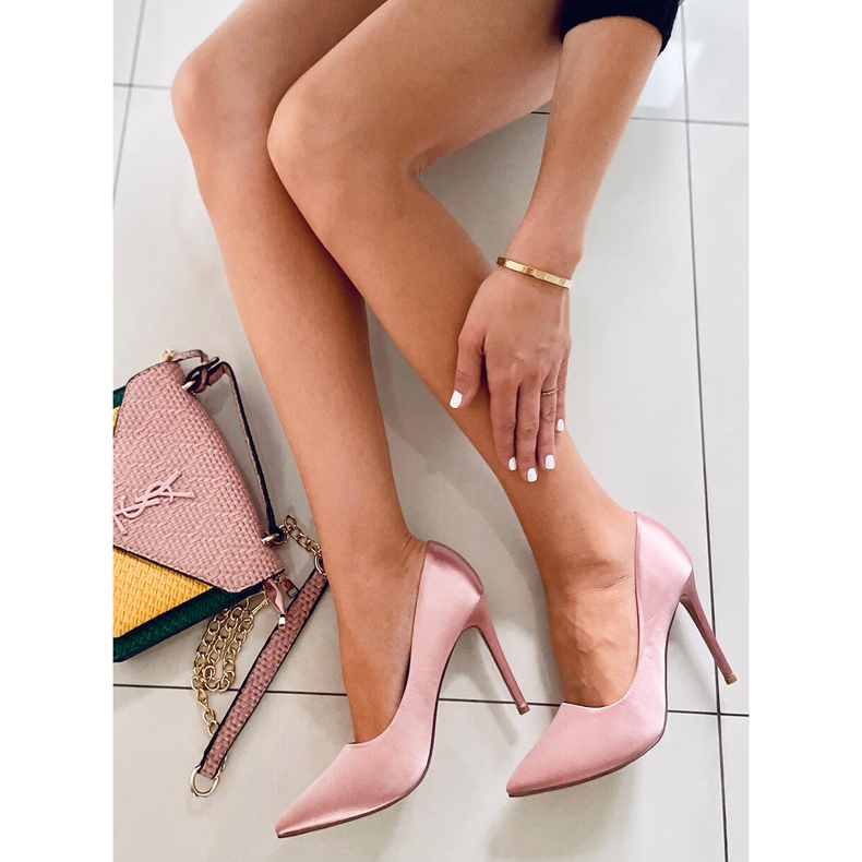 PA1 Ženske satenske štikle Talia Champagne ružičasta 2