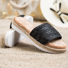 SHELOVET Espadrile na platformu crno 1
