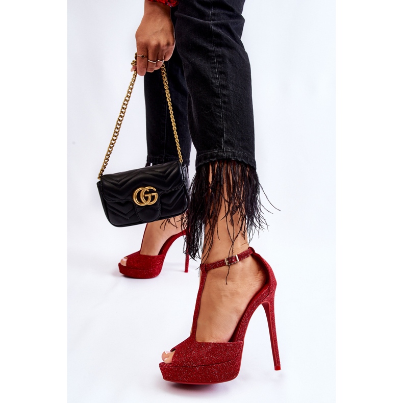 Crvene Marisha sjajne sandale na visoku petu crvena 2