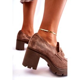 PL5 Tamno bež Harmell elegantne cipele na stupu sa zlatnim ornamentom 3