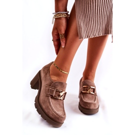 PL5 Tamno bež Harmell elegantne cipele na stupu sa zlatnim ornamentom 4