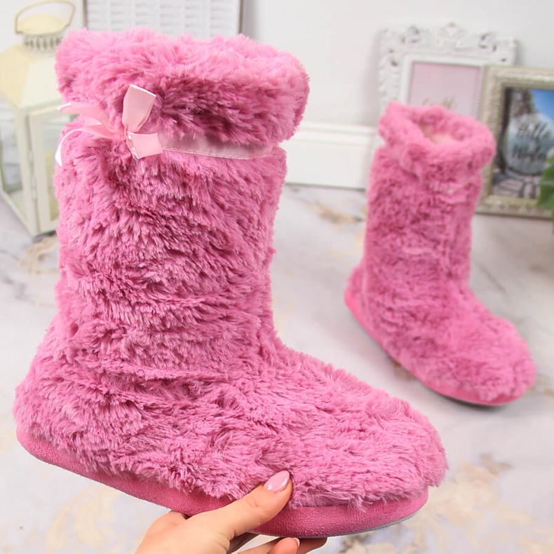 BM Ženske visoke izolirane krznene papuče roza Stella ružičasta 1