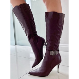 Čizme na igle 5137-75 Marron crvena 1