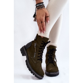 Izolirane čizme od brušene kože Laura Messi 2508 zelene zelena 1