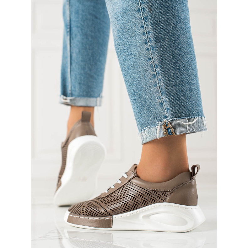 ARTIKER Svijetle kožne tenisice smeđa 1