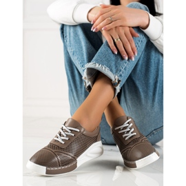 ARTIKER Svijetle kožne tenisice smeđa 2