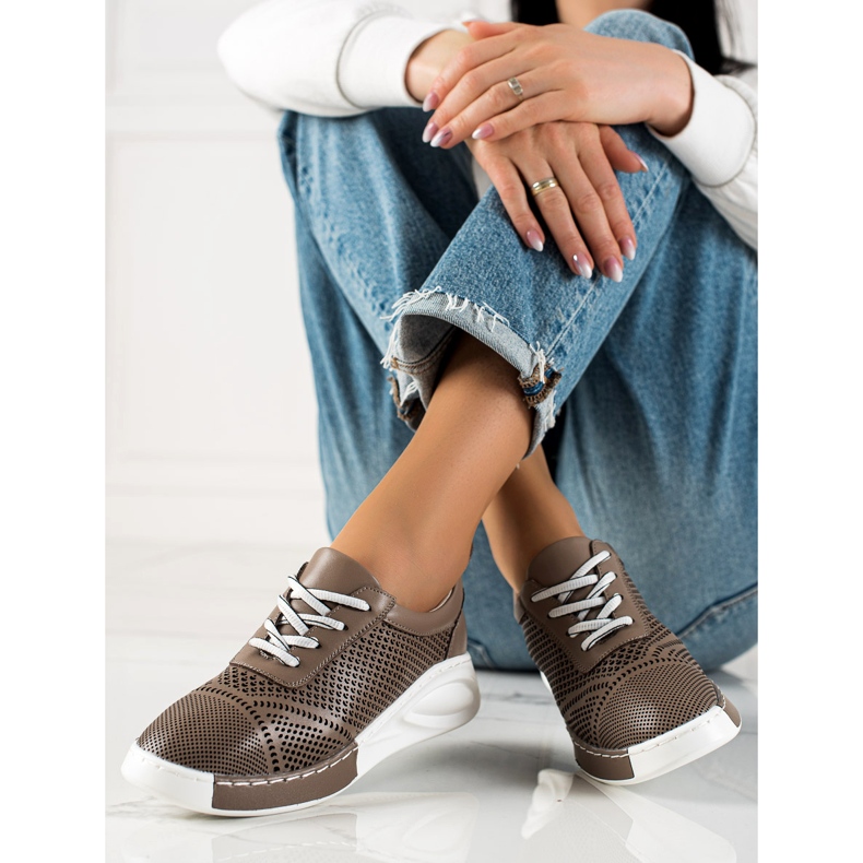 ARTIKER Svijetle kožne tenisice smeđa 2