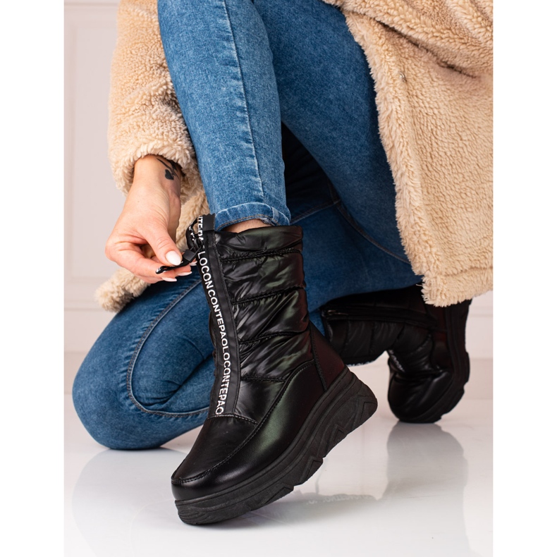 W. Potocki Crne ženske čizme za snijeg na platformi Potocki crna 2