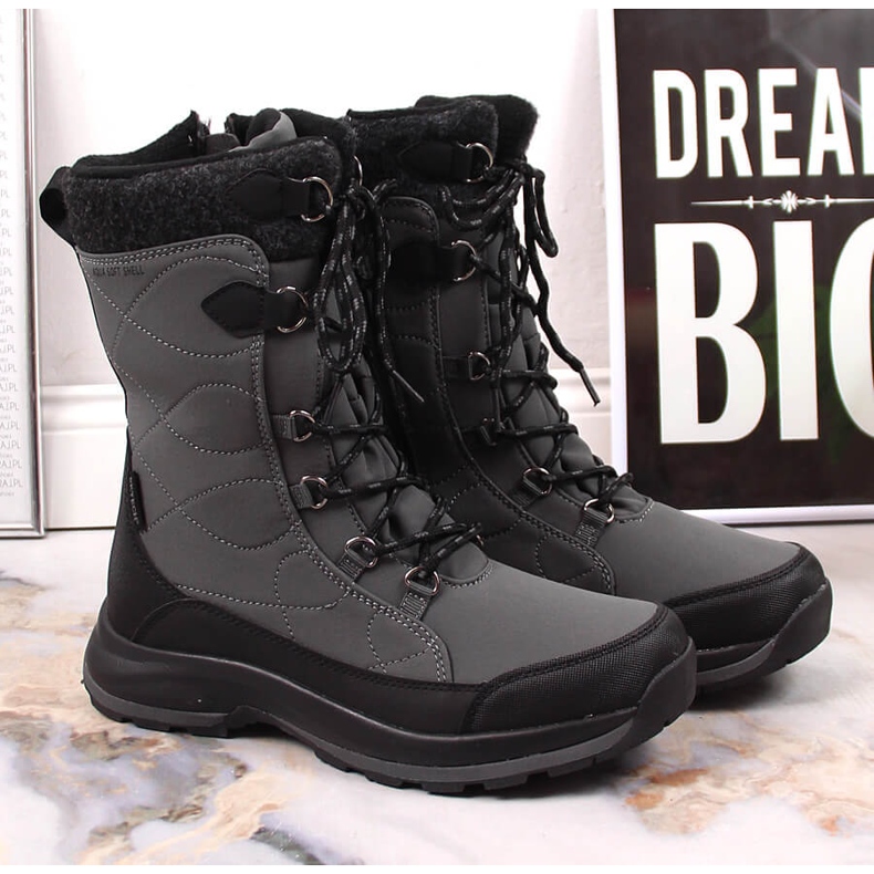 DK 2105 sive vodootporne čizme za snijeg na vezanje i patentni zatvarač siva 2