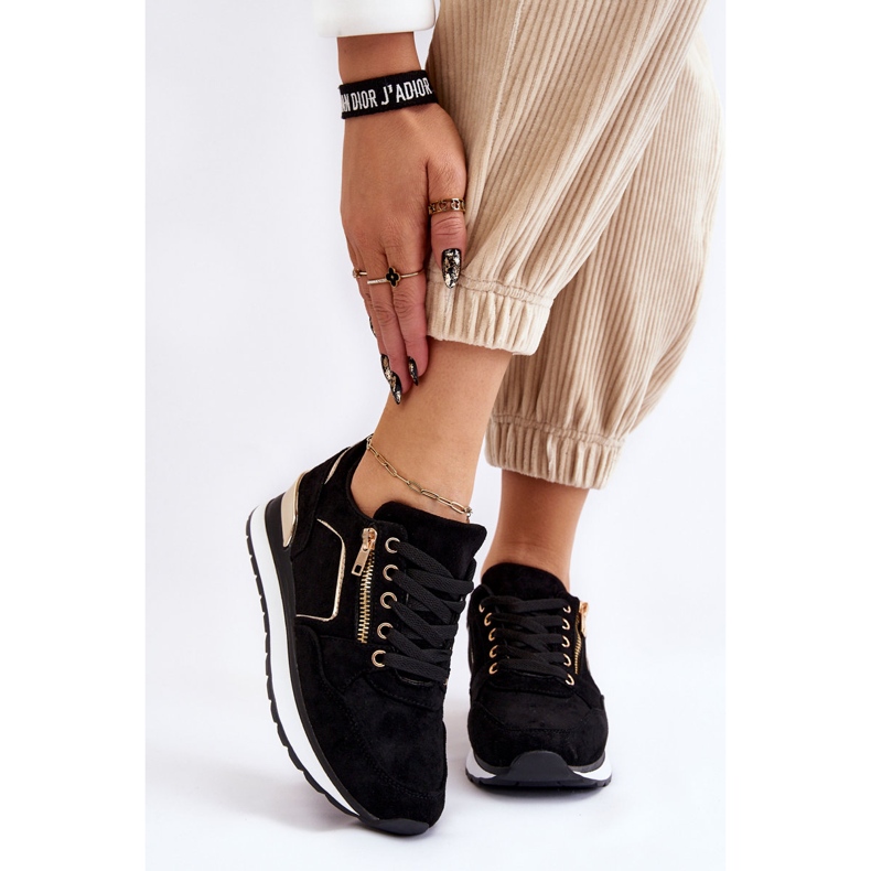 PG1 Riverside crne tenisice s platformom od brušene kože crno 1