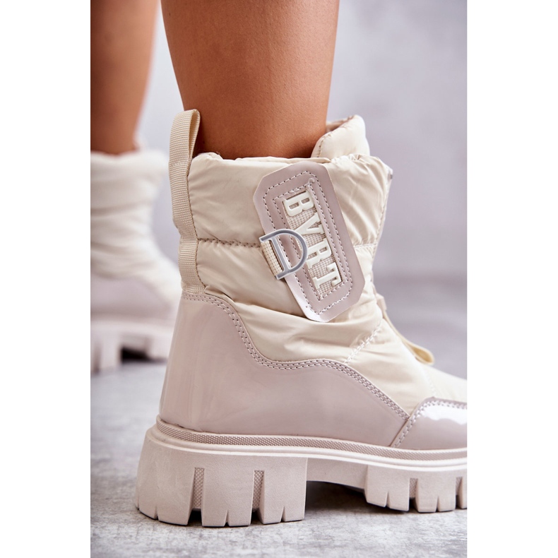 PM1 Ženske bež tople čizme za snijeg s patentnim zatvaračem Marit 2