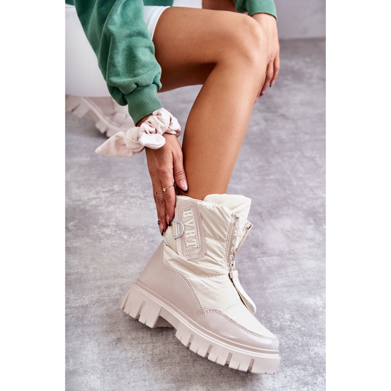 PM1 Ženske bež tople čizme za snijeg s patentnim zatvaračem Marit 4