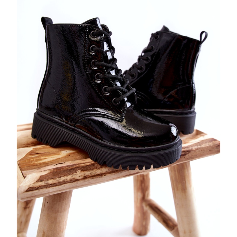 Vinceza Dječje čizme lakirane sa patentnim zatvaračem crne Julie crna 3