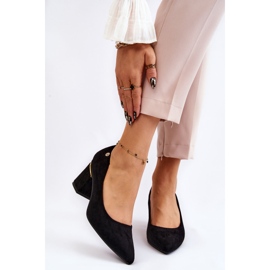 PS1 Klasične cipele na visoku petu od brušene kože s crnim ukrasom Derren crna 1