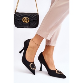 PS1 Elegantne visoke potpetice s modernim crnim skupocjenim ukrasom crna 2