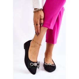 PS1 Ženske balerinke na špic s ukrasnom mašnom crne svjetleće crno 1