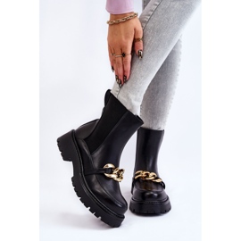 PG1 Ženske tople čizme s prednjim ukrasom Black Tilda crno 1